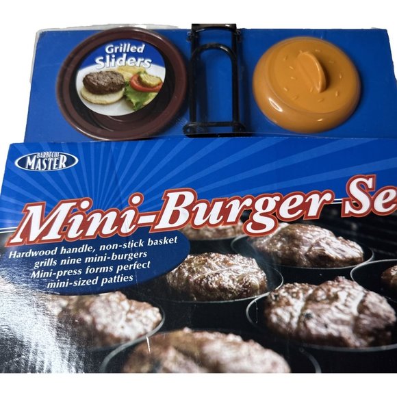Barbecue Master Grill Basket Press Mini Burger Set 9 Sliders NonStick Cookout - Picture 3 of 3
